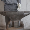 424 lb antique German double horn anvil